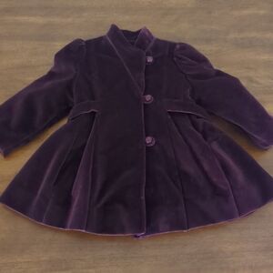Rothschild vintage union made velvet plum color long sleeve girls coat size 2 GC